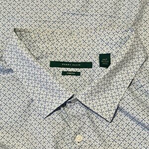 Perry Ellis Blue Geometric Men's Shirt (3XLT)